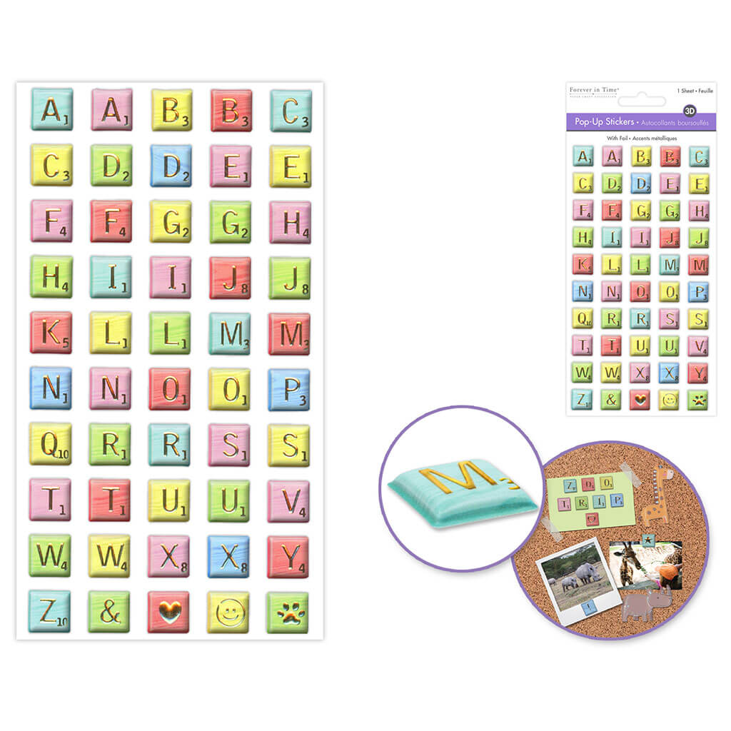 Paper Craft Sticker: 3.7in x 6.9in 3D Pop-Up Foil, Letter Scores