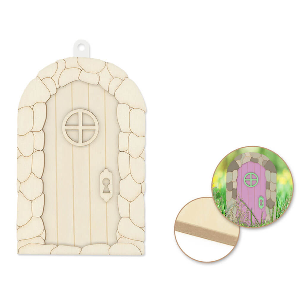 Wood Craft: 4.25in x 6.5in x 0.25in Fairy Garden Door