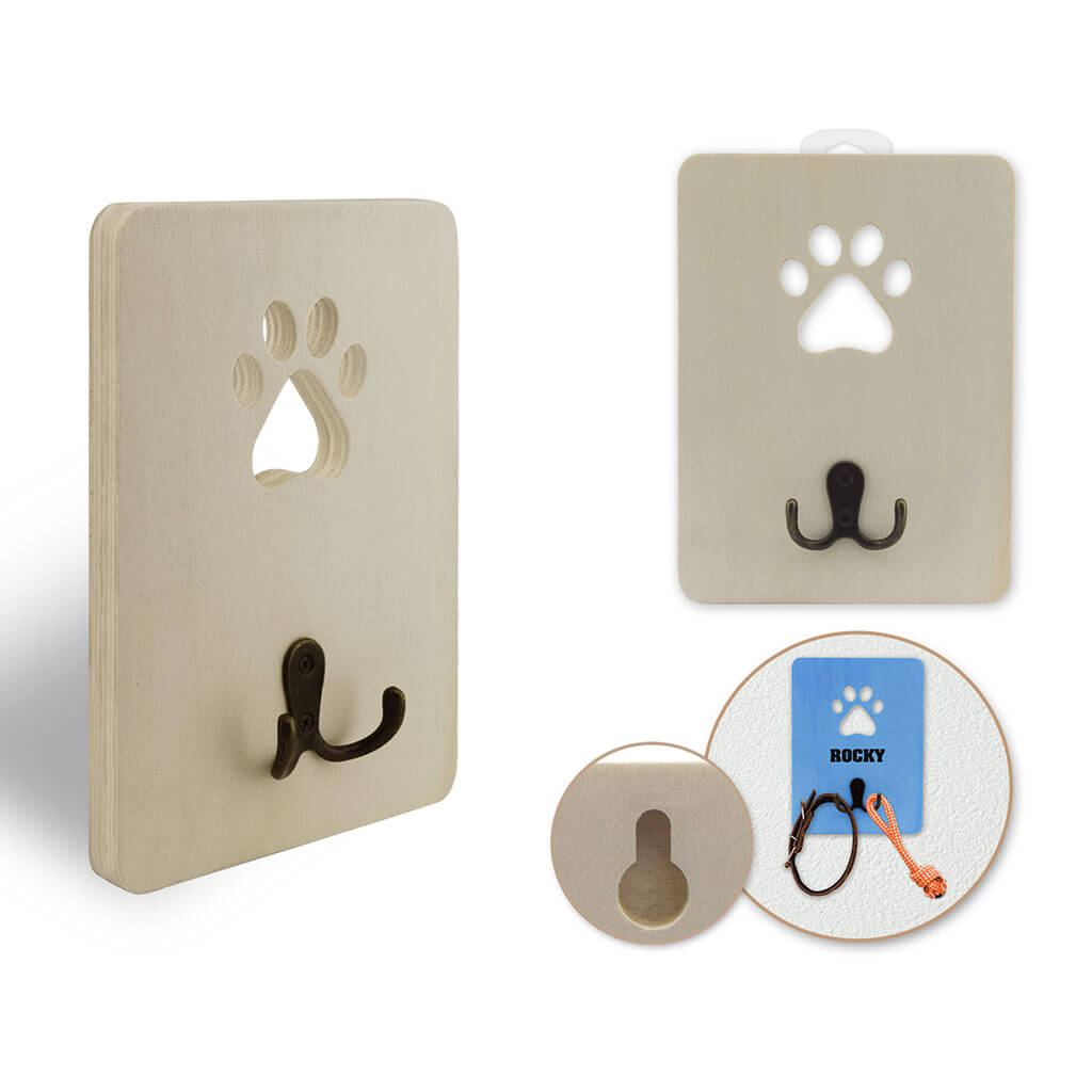 Wood Craft: 8in x 6in DIY Pet Leash Hanger 1.2cm(T)