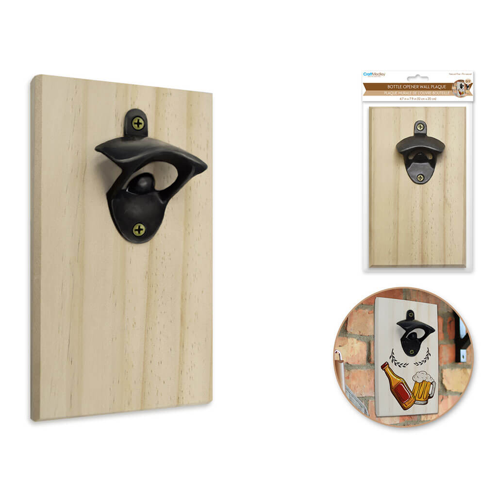 Wood Craft: 4.7in x 7.9in DIY Bottle Opener Wall Plaque 0.8cm(T)