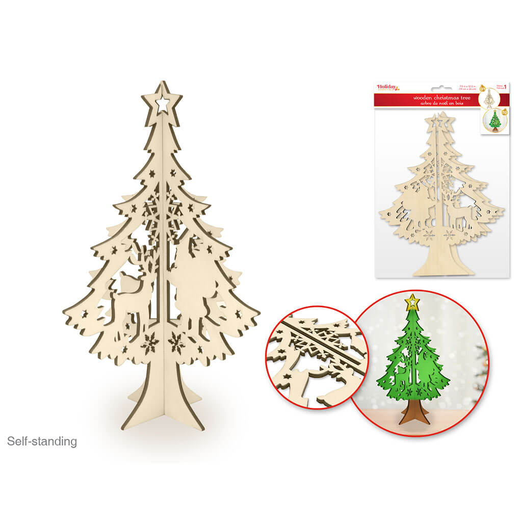 Holiday Wood: 10.2in x 7.5in DIY 3D Christmas Tree 2-Insert Pcs