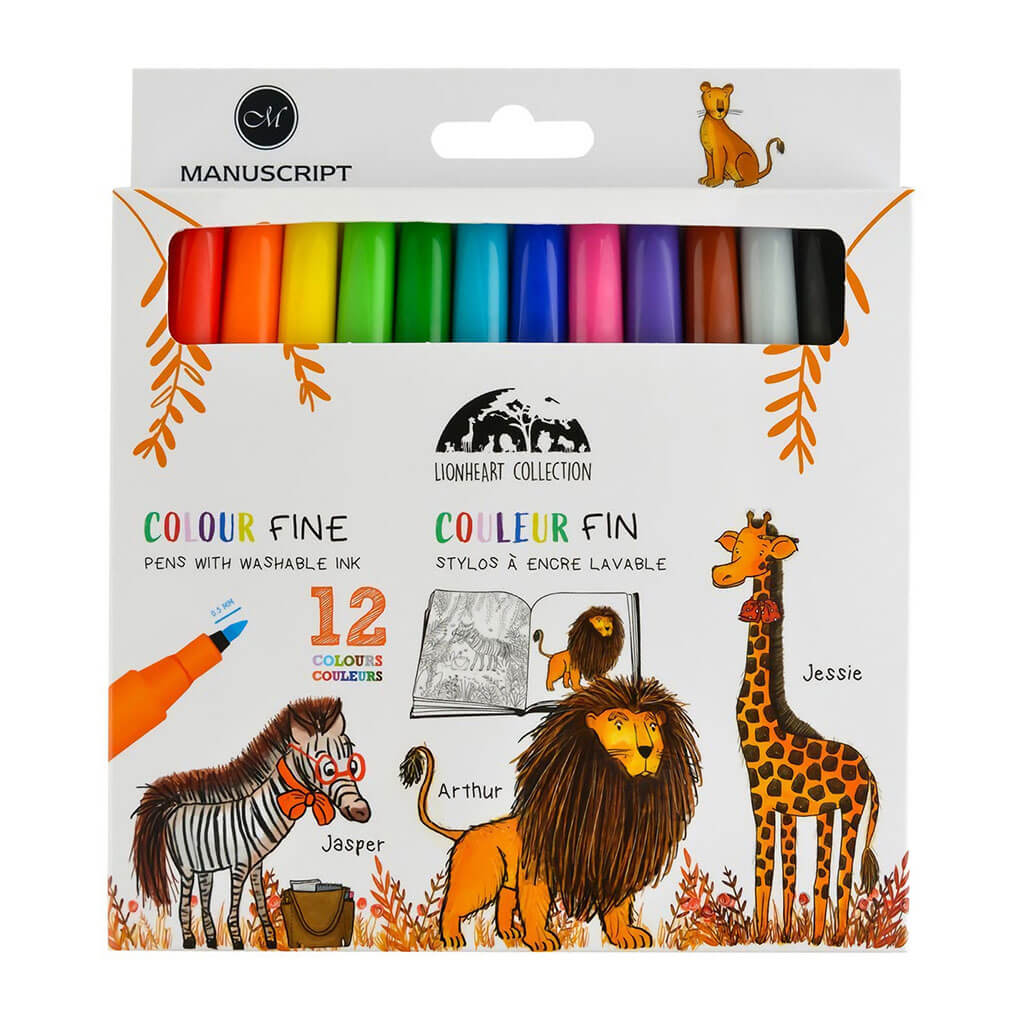 The Lionheart Colour Pen Set Fine 12pc