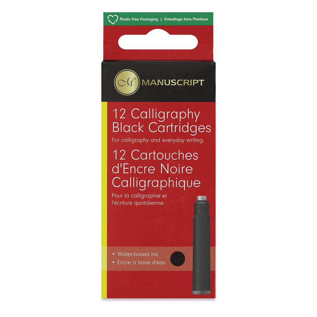 Fountain Pen Ink Cartridges Calligraphy Black, 12pk