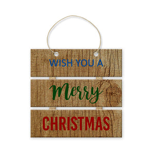 Holiday Emb: 3in x 6.4in Triple Plaque Hanger Sign Board