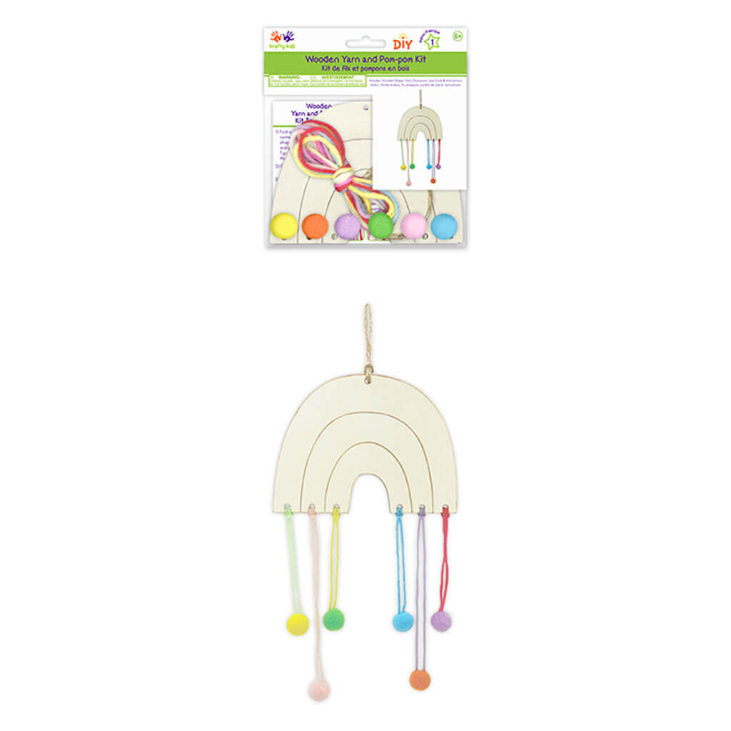 Krafty Kids Kit: DIY Wood Ornament Yarn & Pompom Kit