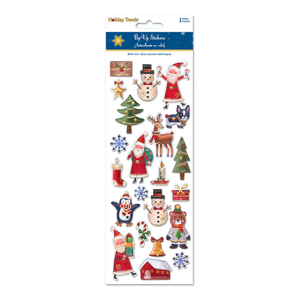 Holiday Stickers: 4.9in x 10in 3D Pop-Up Foil