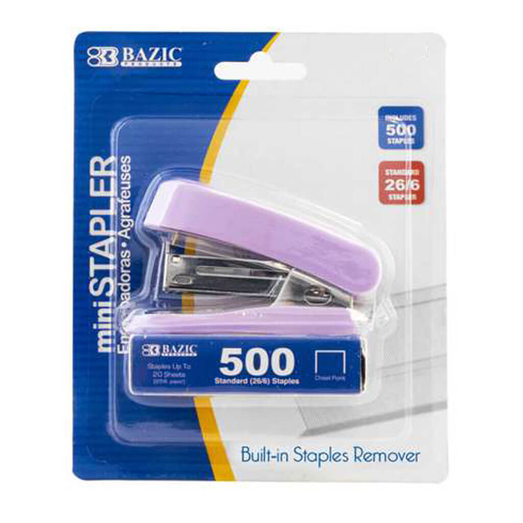 Mini Standard (26/6) Stapler Pastel Color with 500ct. Staples