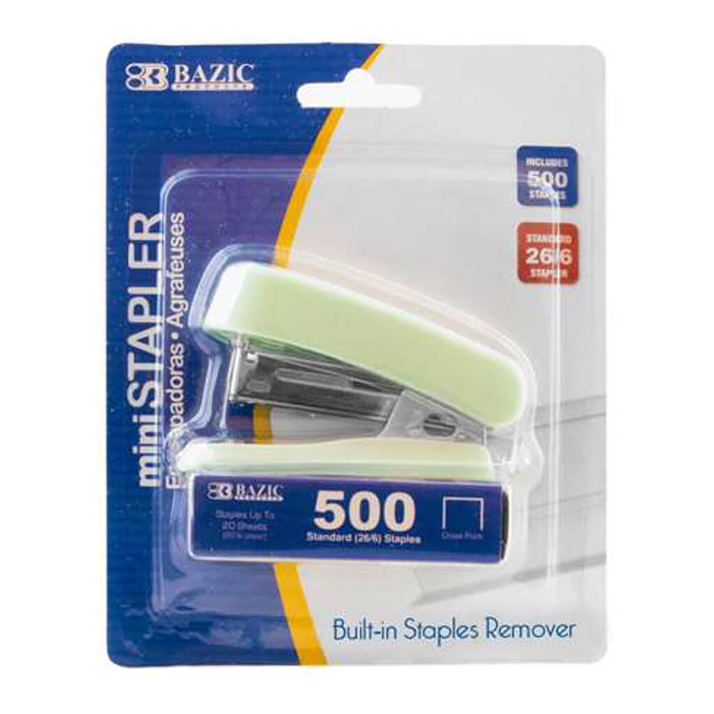 Mini Standard (26/6) Stapler Pastel Color with 500ct. Staples