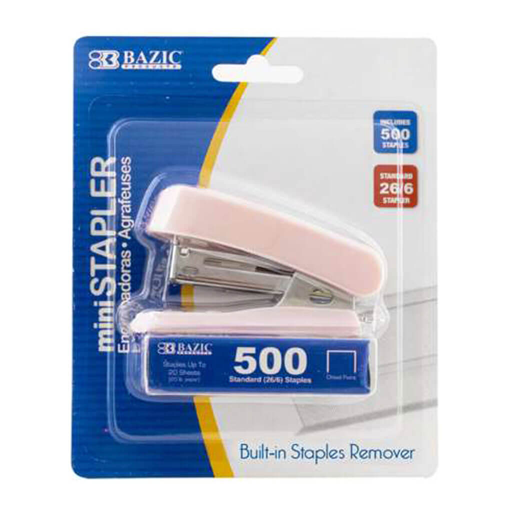 Mini Standard (26/6) Stapler Pastel Color with 500ct. Staples