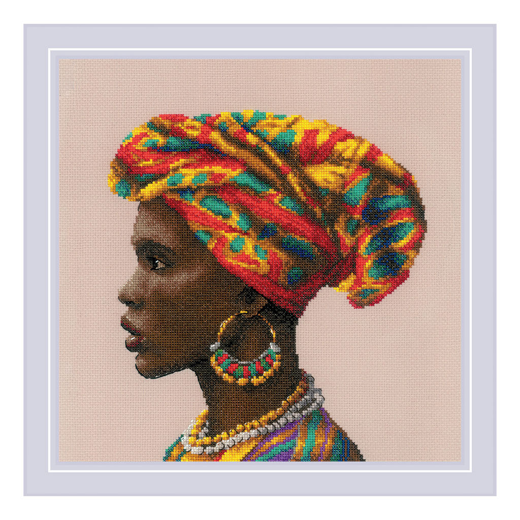 RIOLIS Counted Cross Stitch Kit 11.75in x 11.75in, Amazing Women. Africa