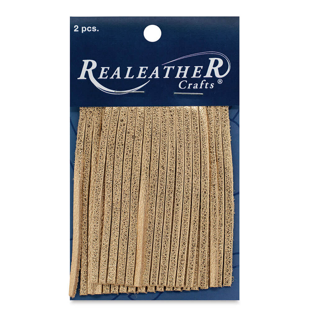 Realeather Crafts Deerskin Fringe 2in x 3in 2pkg, Metallic Gold