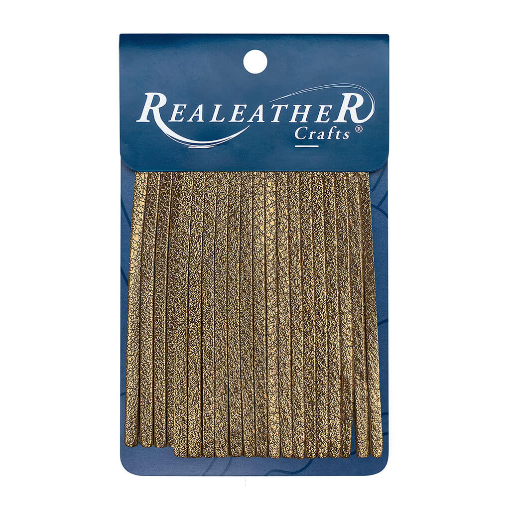 Realeather Crafts Deerskin Fringe 2in x 3in 2pkg, Metallic Bronze