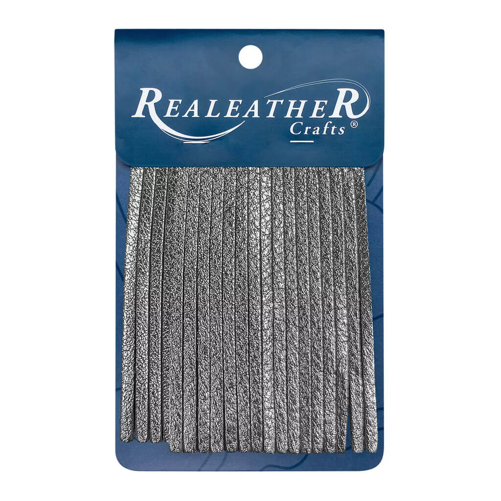 Realeather Crafts Deerskin Fringe 2in x 3in 2pkg, Metallic Gunmetal