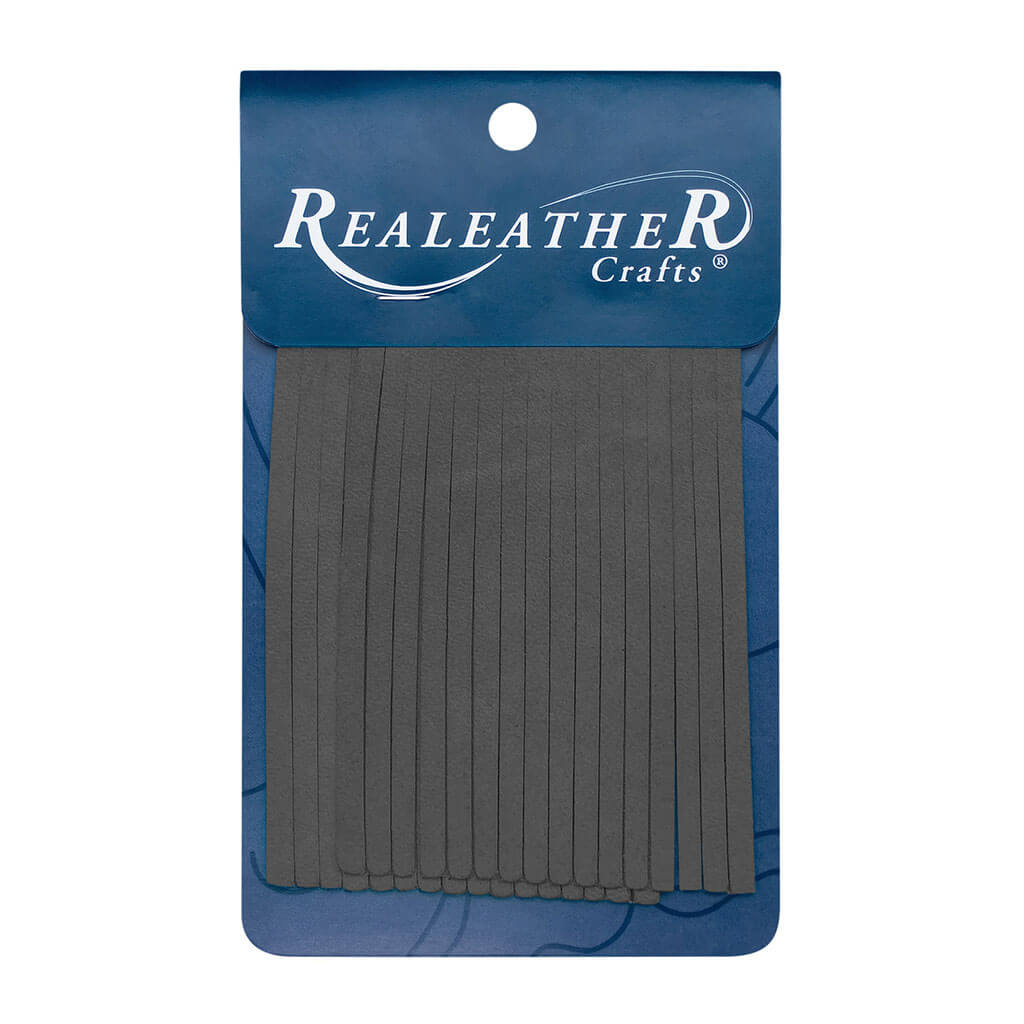 Realeather Crafts Deerskin Fringe 2in x 3in 2pkg, Charcoal