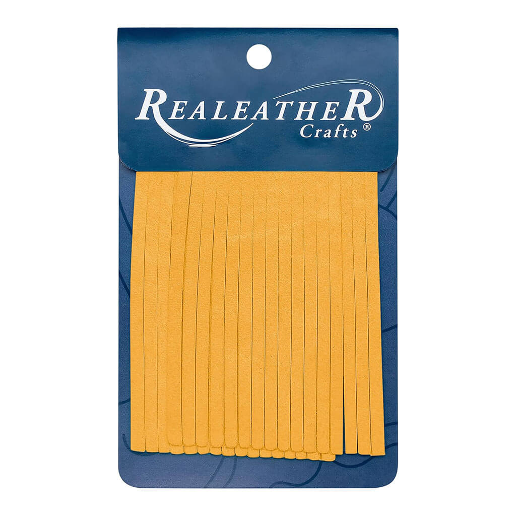 Realeather Crafts Deerskin Fringe 2in x 3in 2pkg, Gold