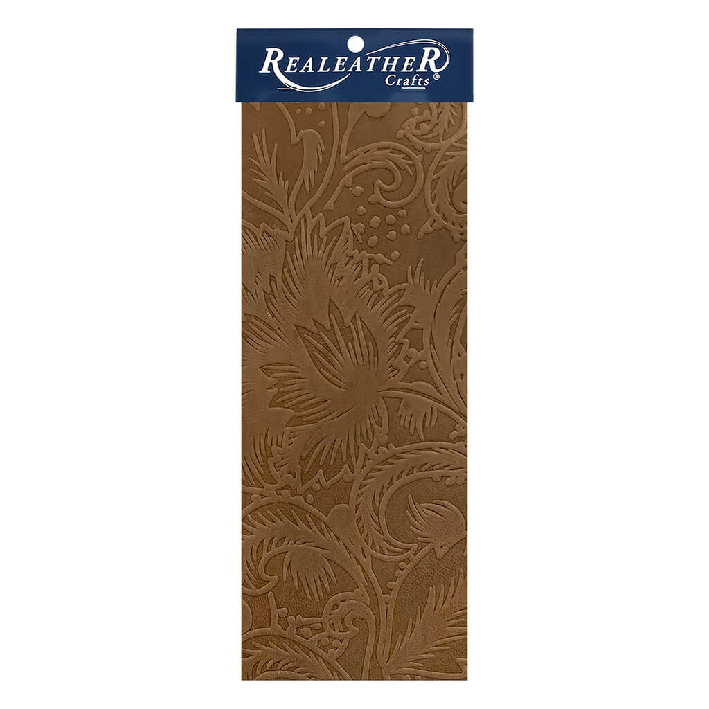 Realeather Crafts Printed Leather Trim 9in x 3in, Brown Floral