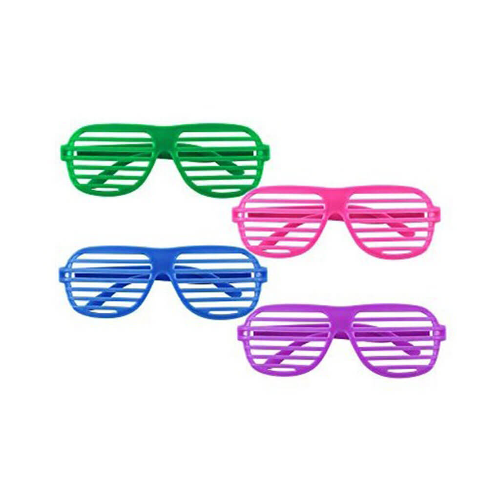 Neon Shutter Novelty Glasses, 4ct