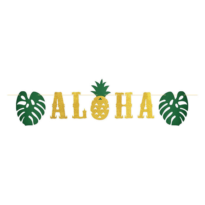 Glittered Aloha Streamer, 16in x 6ft