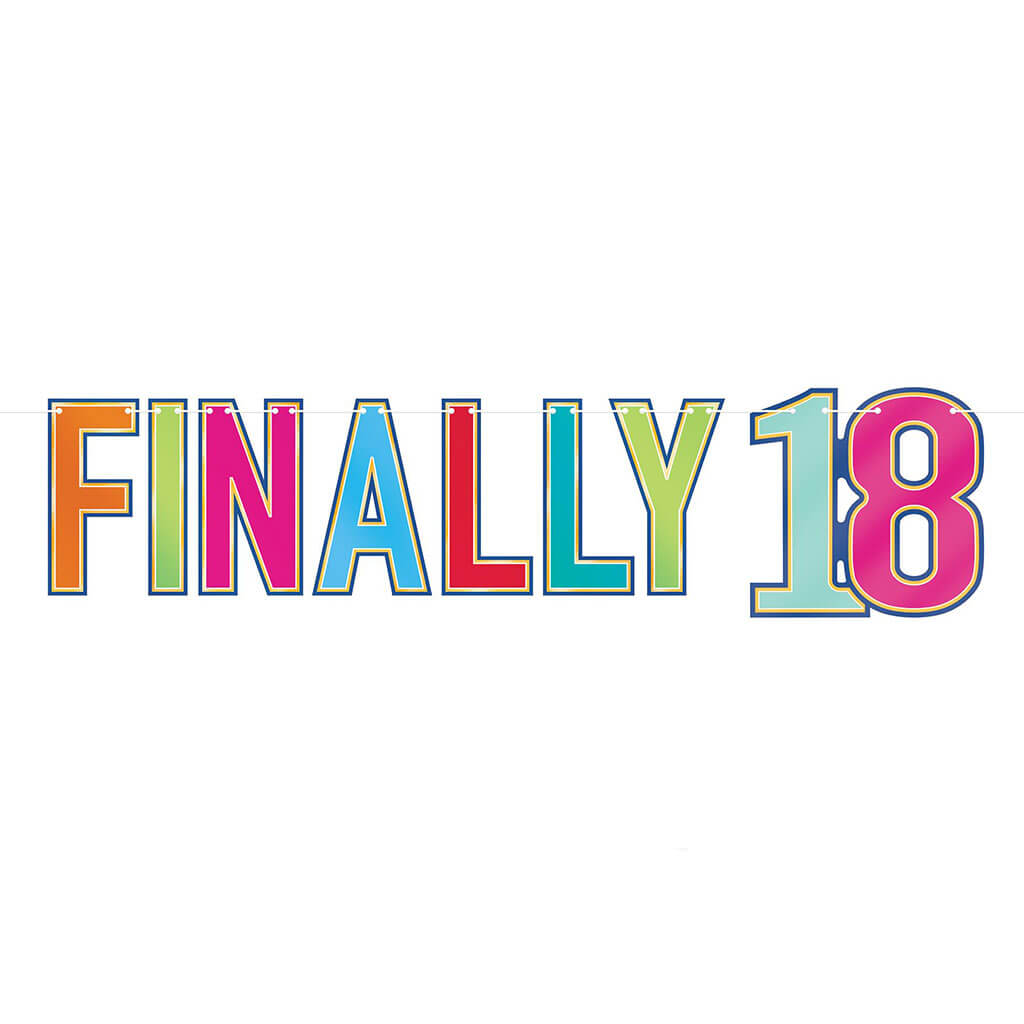 Foil Finally "18" Streamer Multicolor, 7.5in x 3ft