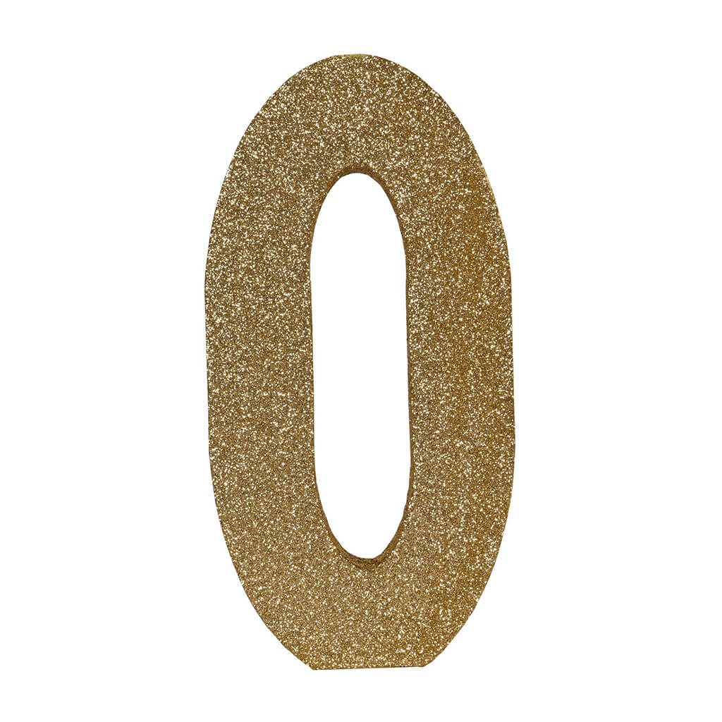 3-D Glittered &quot;0&quot; Centerpiece Gold, 8in x 4in x 1in