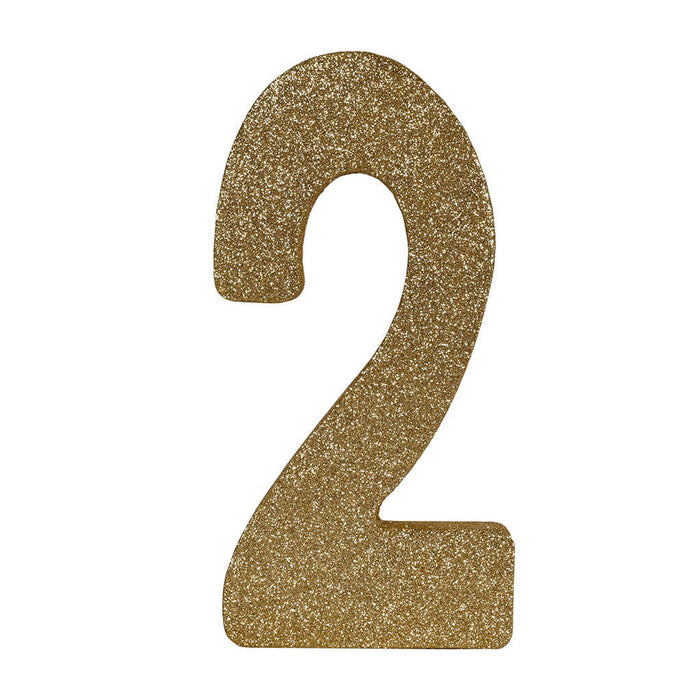 3-D Glittered "2" Centerpiece Gold, 8in x 4in x 1in