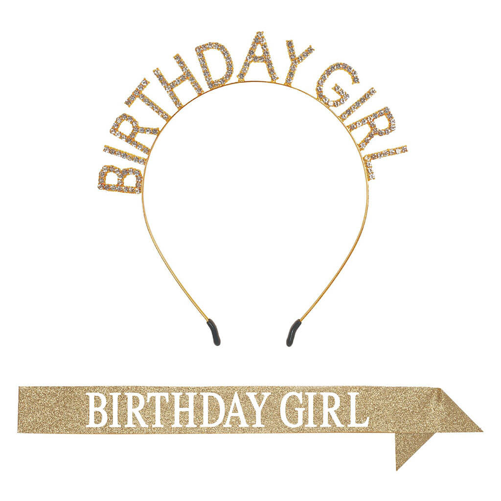 Birthday Girl Headband &amp; Sash Set