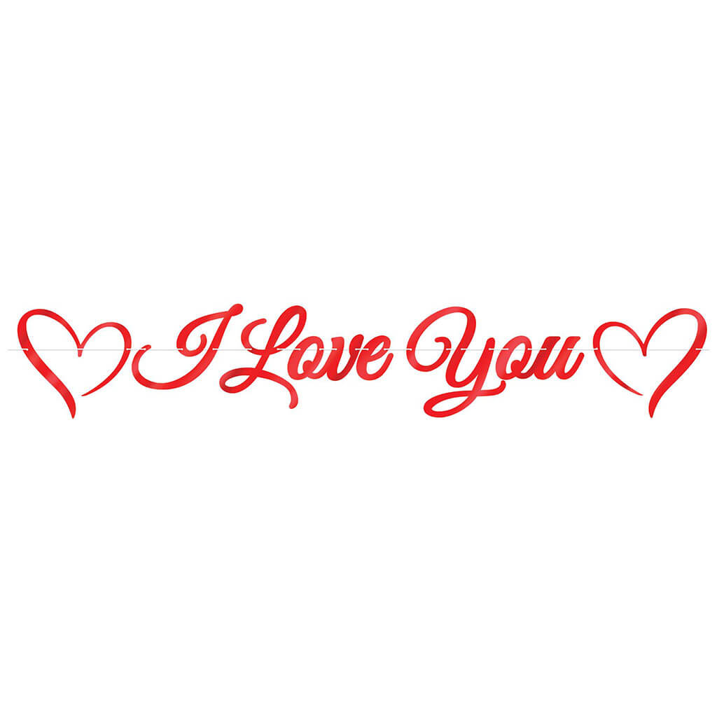 Foil I Love You Streamer, 11in x 6ft