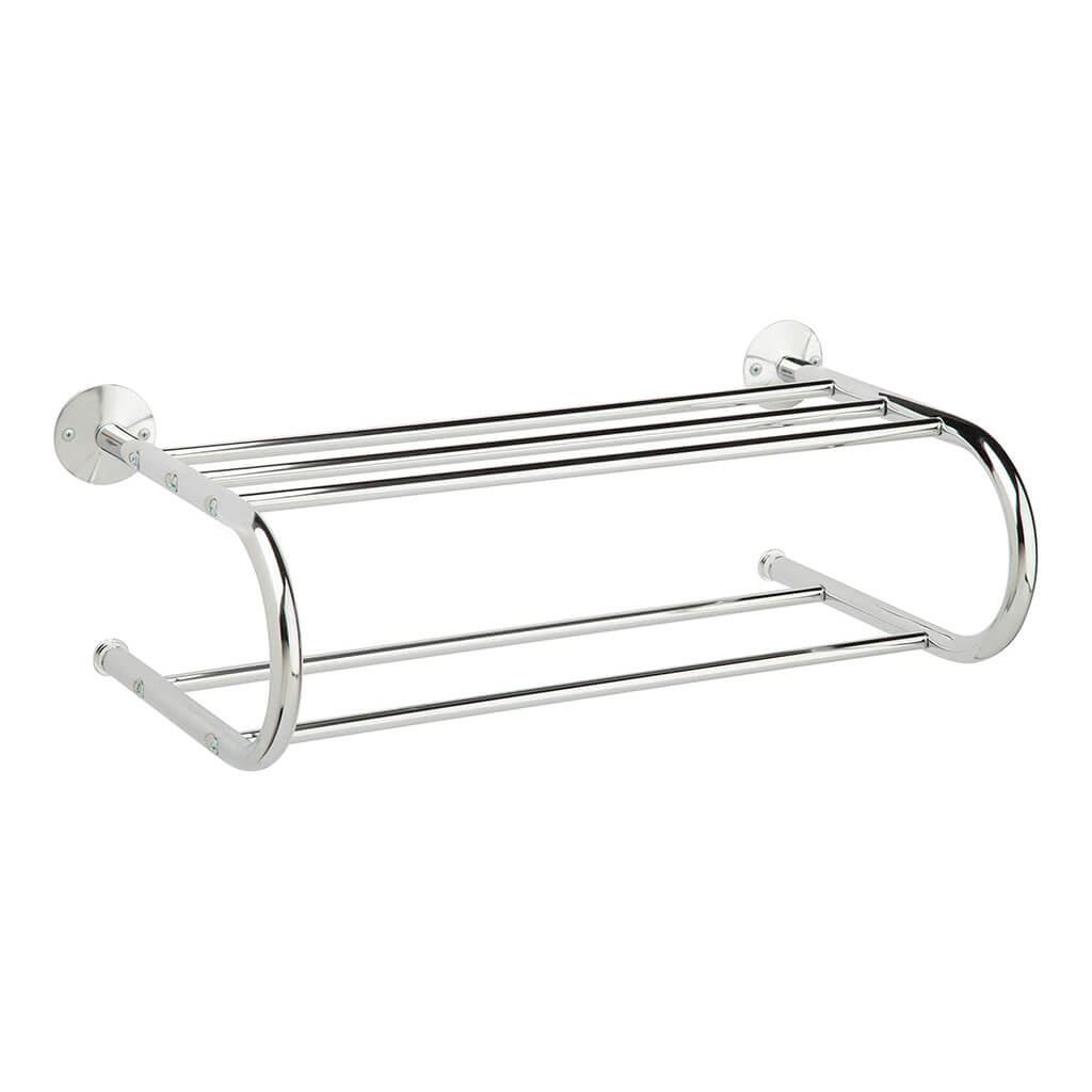 Honey Can Do Chrome Bath Wall-Mounted Towel Rack with Shelf