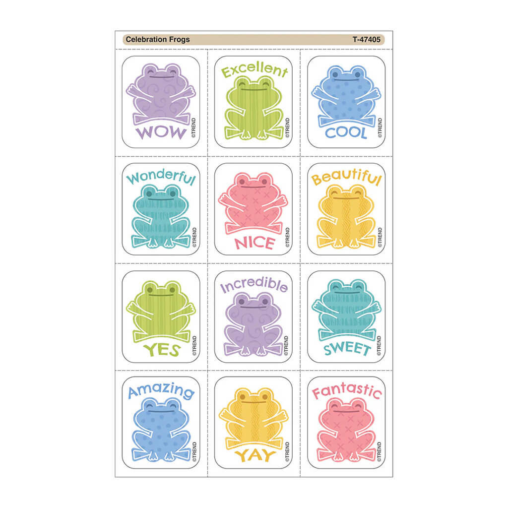 Celebration Frogs Tear &amp; Share Stickers