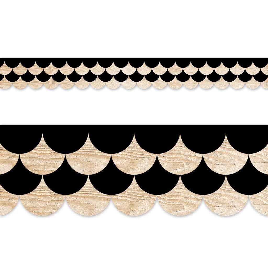 Core Decor Black and Wood Scallops EZ Border