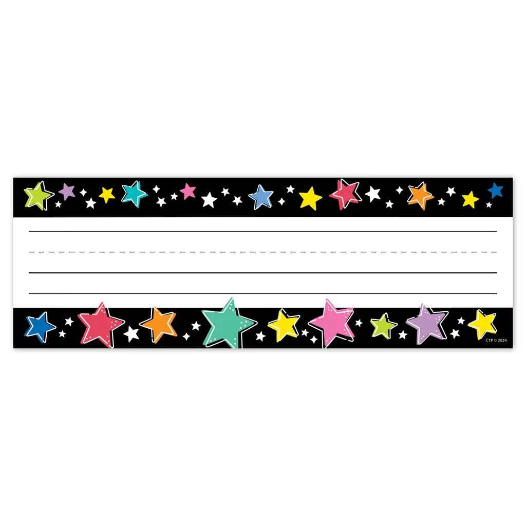 Star Bright Colorful Stars on Black Name Plates