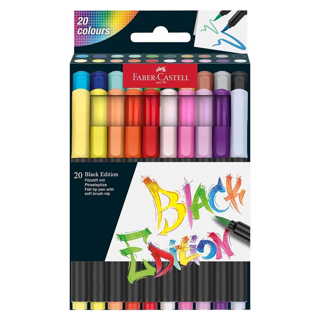 Felt Tip Brush Pen Black Edition 20ct, Box