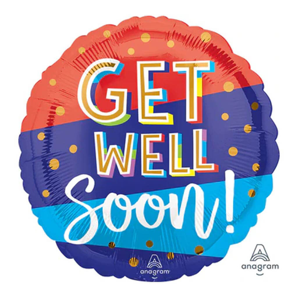 Get Well Bouncy Type Foil Balloon, 18in