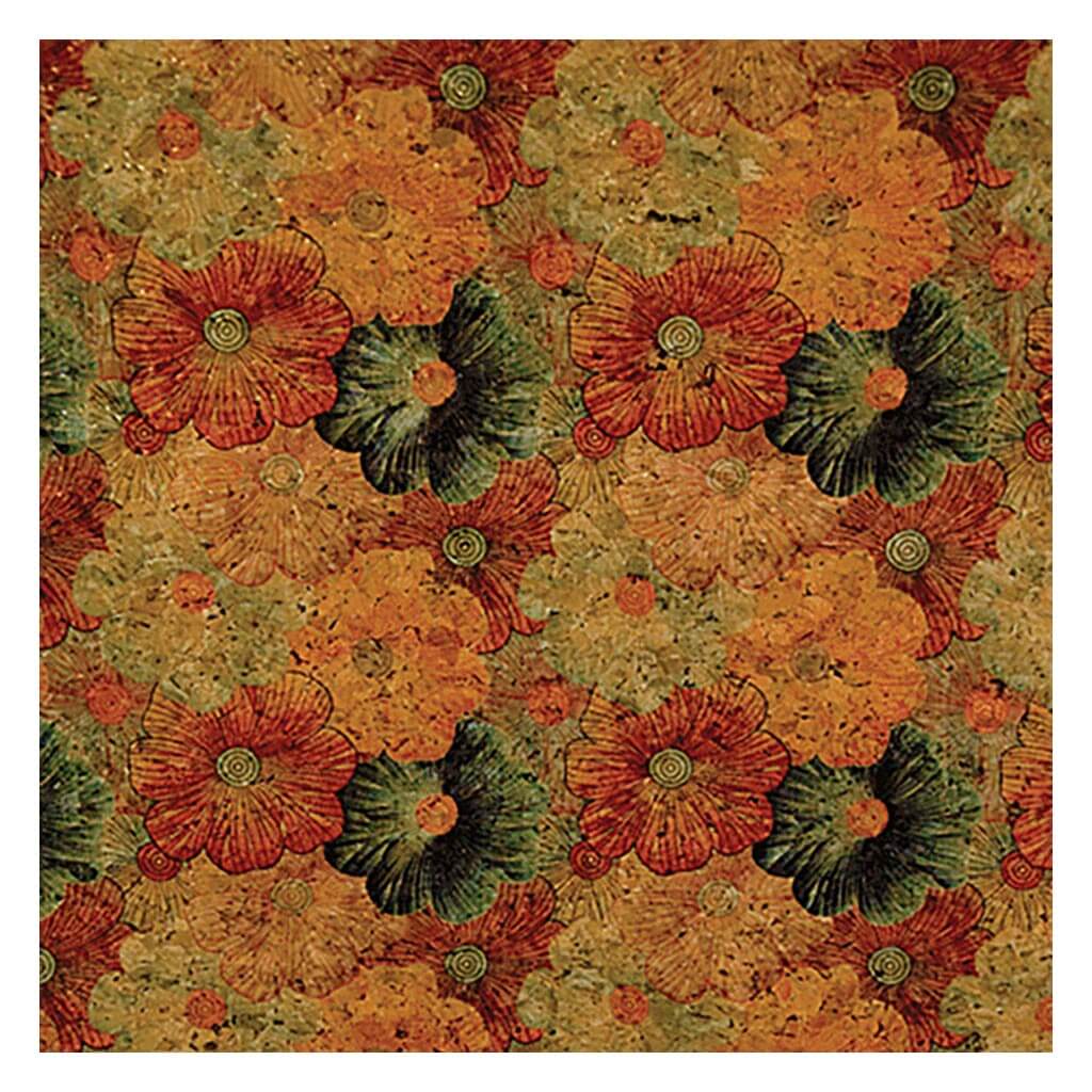 Red Floral Cork Sheets 18in x 15in, 3Pc Pk