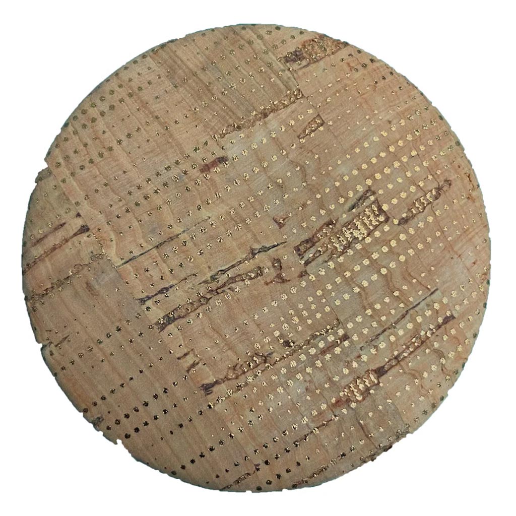 Cork Button 2in, Natural/Gold 1Pc