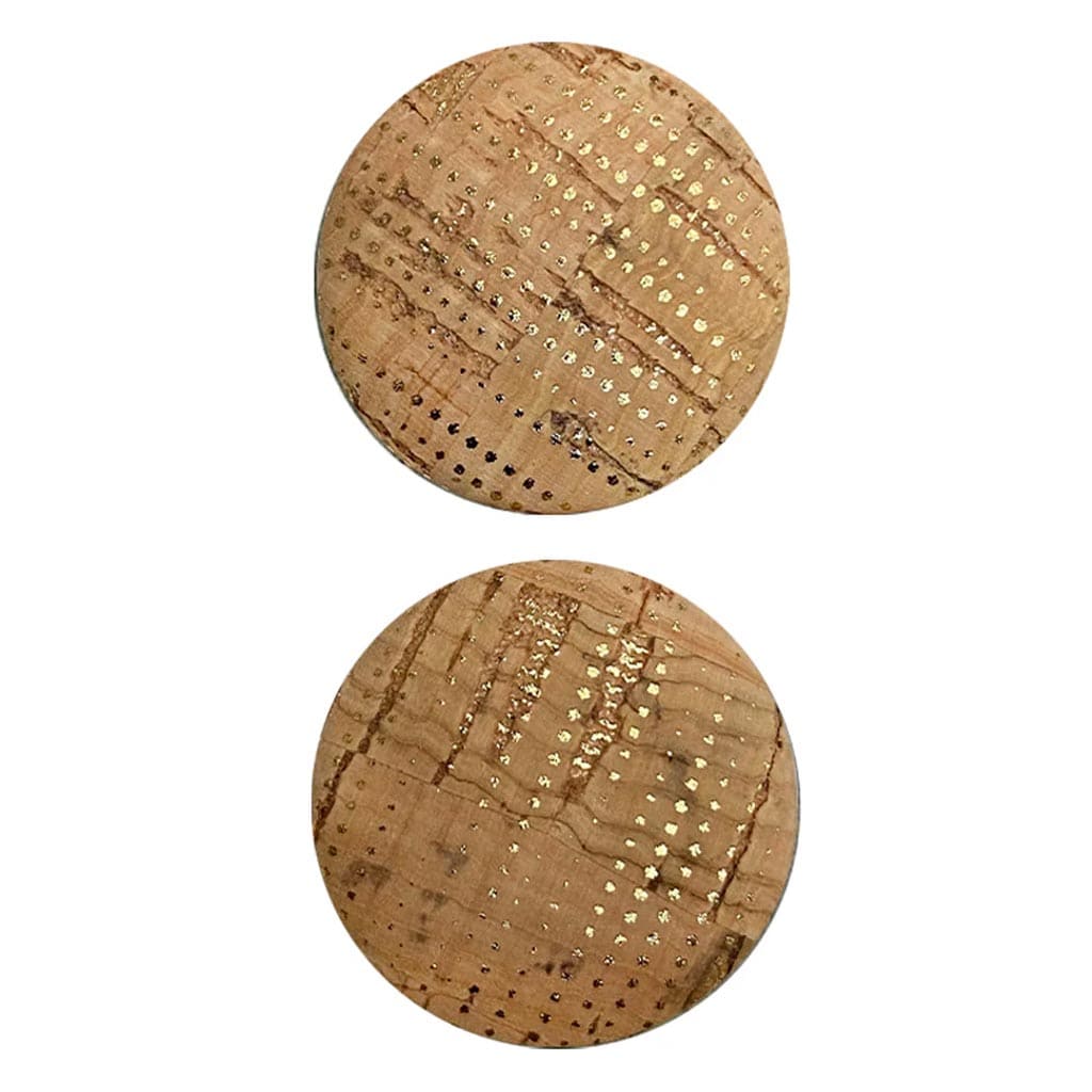 Cork Button 1in, Natural/Gold 2Pcs