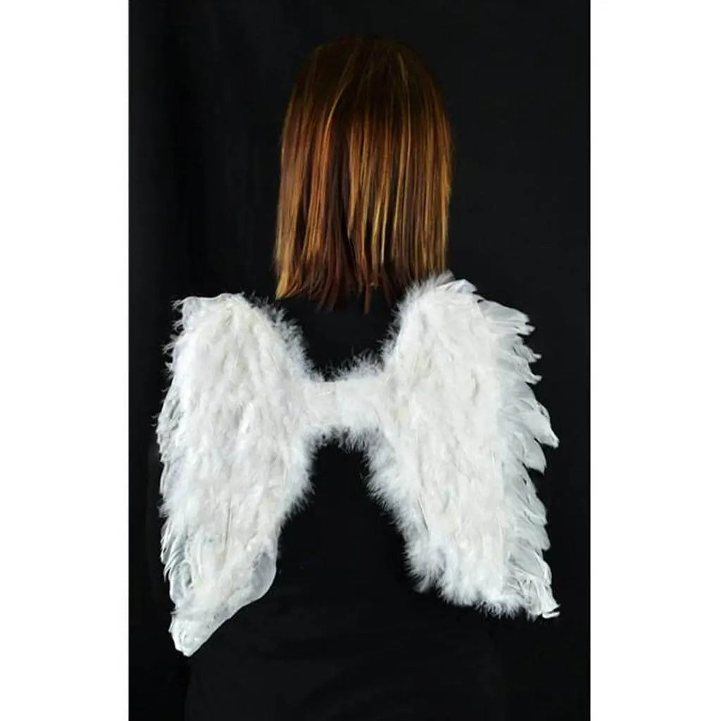 Touch of Nature Feather Angel Wings 17 x 16in White w/Elastic Straps Halo Included