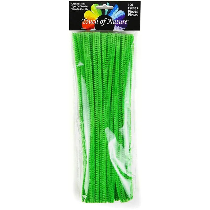 Touch of Nature 6mm x 12in Kelly Green Chenille Stem, 100pc bag