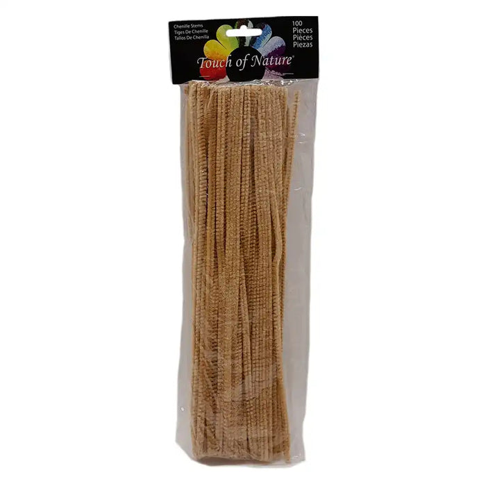 Touch of Nature 6mm x 12in Beige Chenille Stem, 100pc bag
