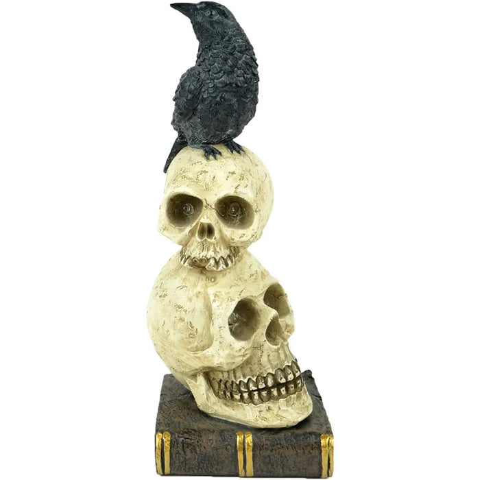 Touch of Nature 9.5in Black Crow Sitting on top of Two Skulls