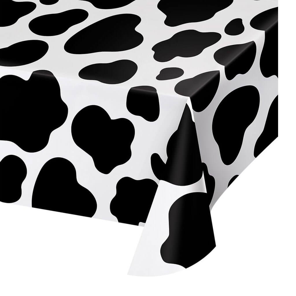 Cow Print Plastic Tablecloth, 54in x 108in