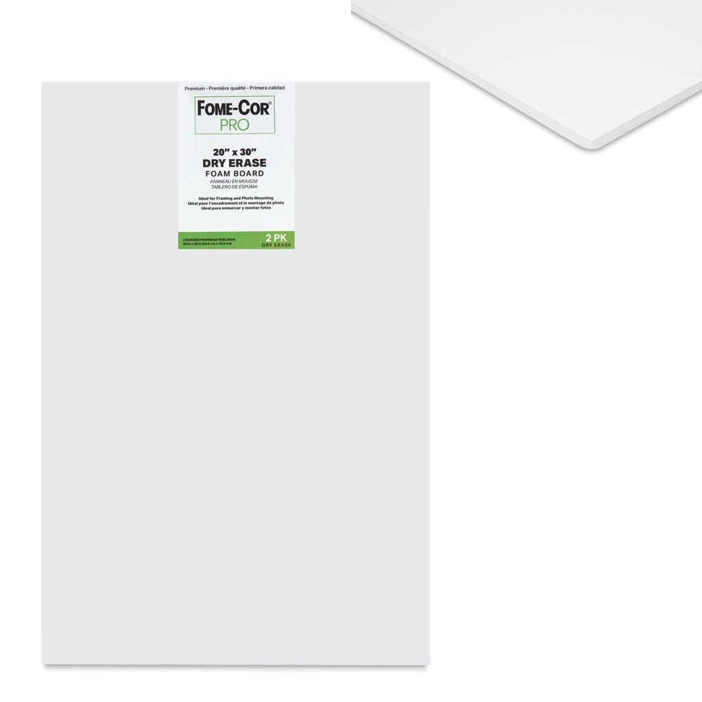 Dry Erase Foam Board, 3/16in x 20in x 30in, 2/Pkg