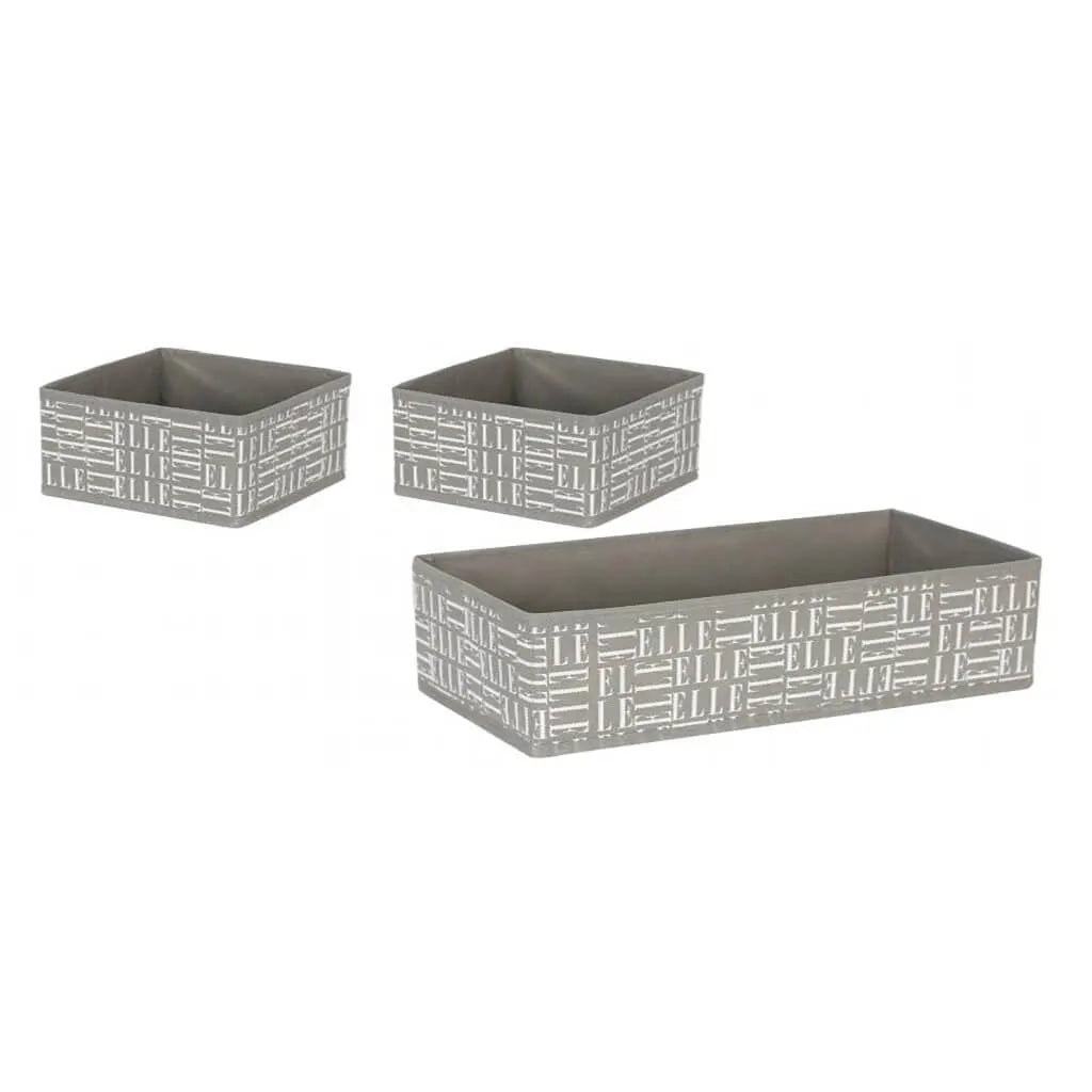 Elle Decor  Set of 3 Storage Bins 2pc 6.5inx 6.5in x 4inH,1pc 12.5in x 6.5in x 4inH