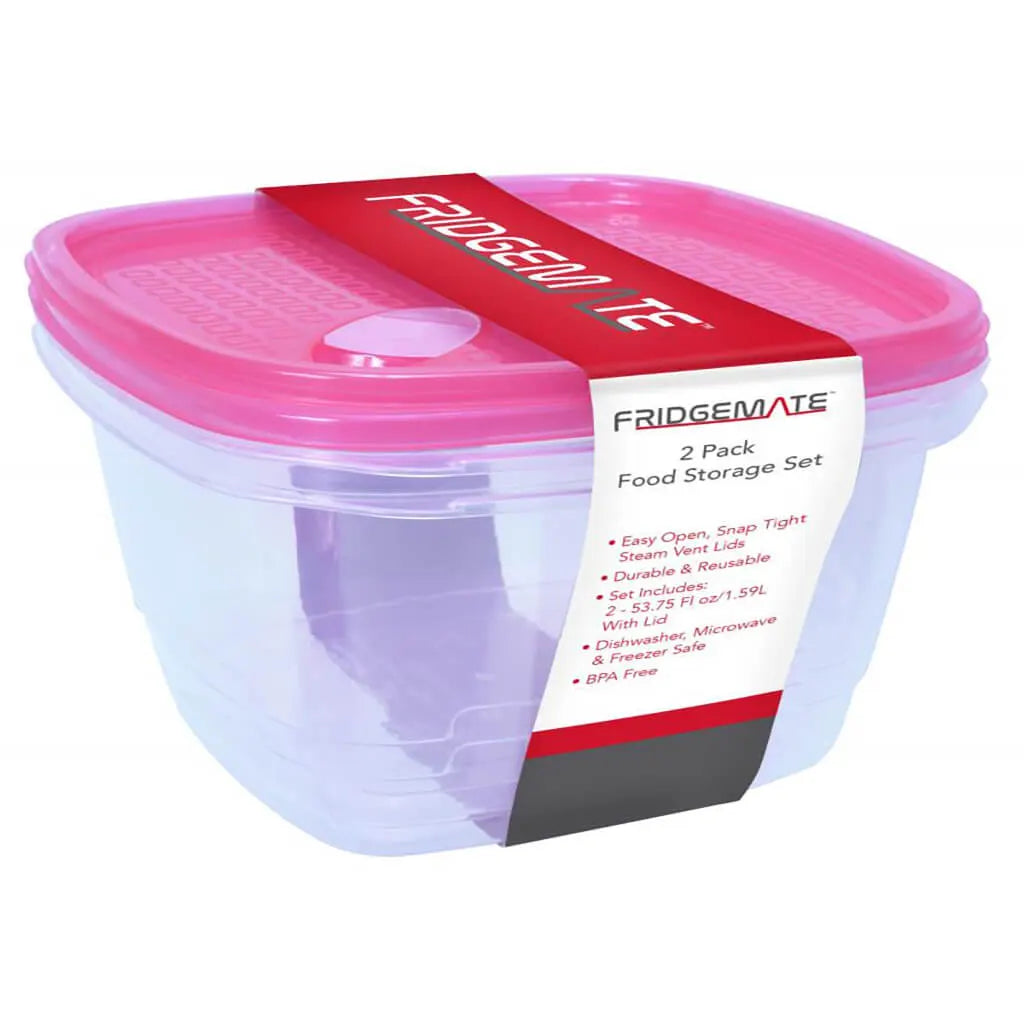 FridgeMate 1.59L Keep Fresh Container- 2pack with Steam Vent