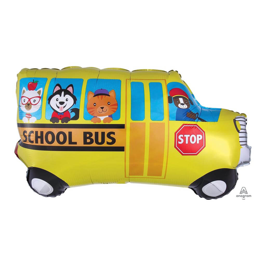 School Bus Super Shape Foil Balloon, 30in