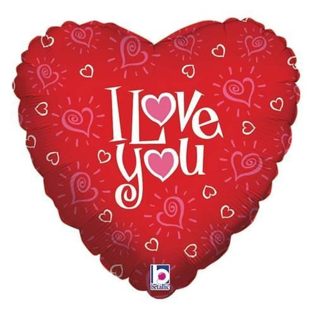 Love You Hearts Foil Balloon, 18in