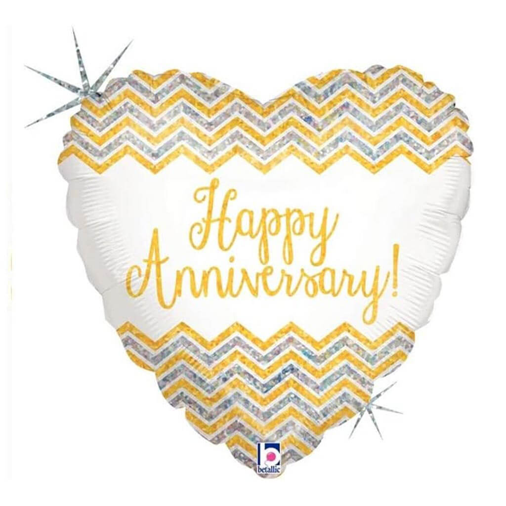 Chevron Anniversary Foil Balloon, 18in