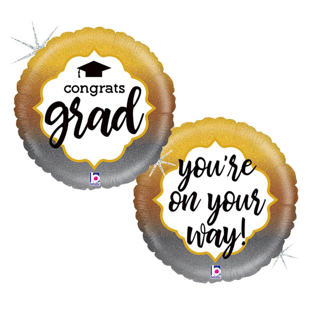 Metallic Ombre Grad Glitter Foil Balloon, 18in