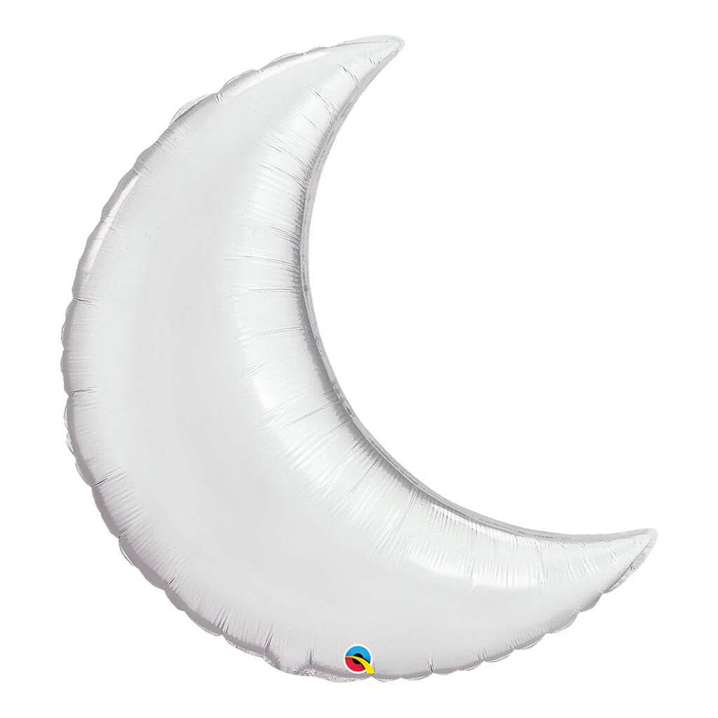 Silver Crescent Moon Shape Foil Balloon, 35in