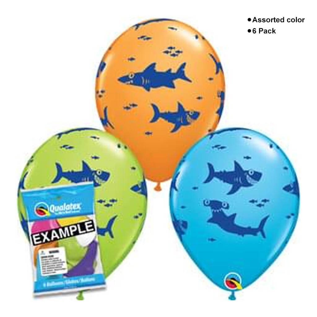 Fun Sharks Latex Balloon 11in, 6ct